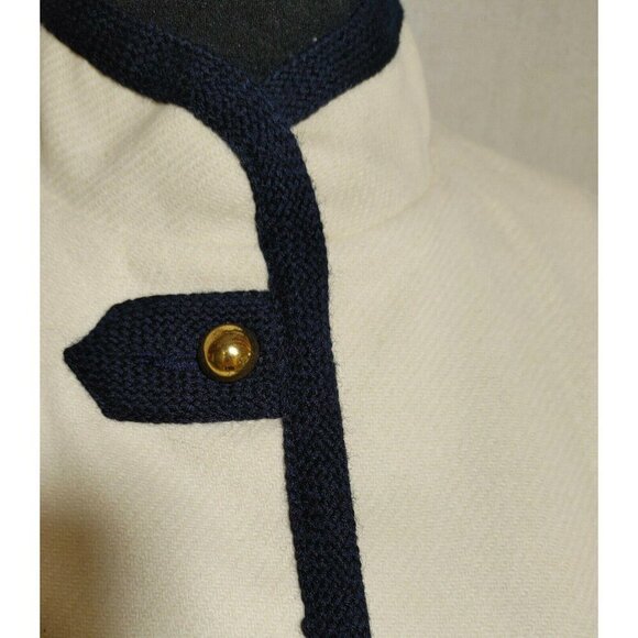 Vintage Jack Winter Womens Wool Jacket Size 10 With Navy Trim & Gold Buttons - Picture 3 of 12
